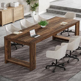 Tribesigns 7 ft Conference Table for 6 to 8 People, Modern Rectangle Meeting Room Desk for Boardroom, Home Office (Dark Brown) Tribesigns