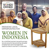 EcoDecors SnazzyCorner 17-Inch Teak Corner Shower Stool with Adjustable Feet and Shelf EcoDecors