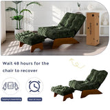 MAXYOYO Accent Chair with Ottoman Adjustable Backrest, Tufted Living Room Chair Upholstered Lounge Chair with Footrest Set, Modern Chair Cozy Reclining Chair for Reading Room, Green