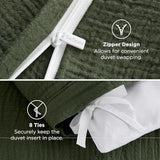 Bedsure 100% Muslin Cotton Duvet Cover Queen Size - Ultra-Soft, Breathable & Lightweight - Linen Like Gauze Comforter Cover Set with Button Closure and Corner Ties (Olive Green, Queen, 90"x90") Bedsure