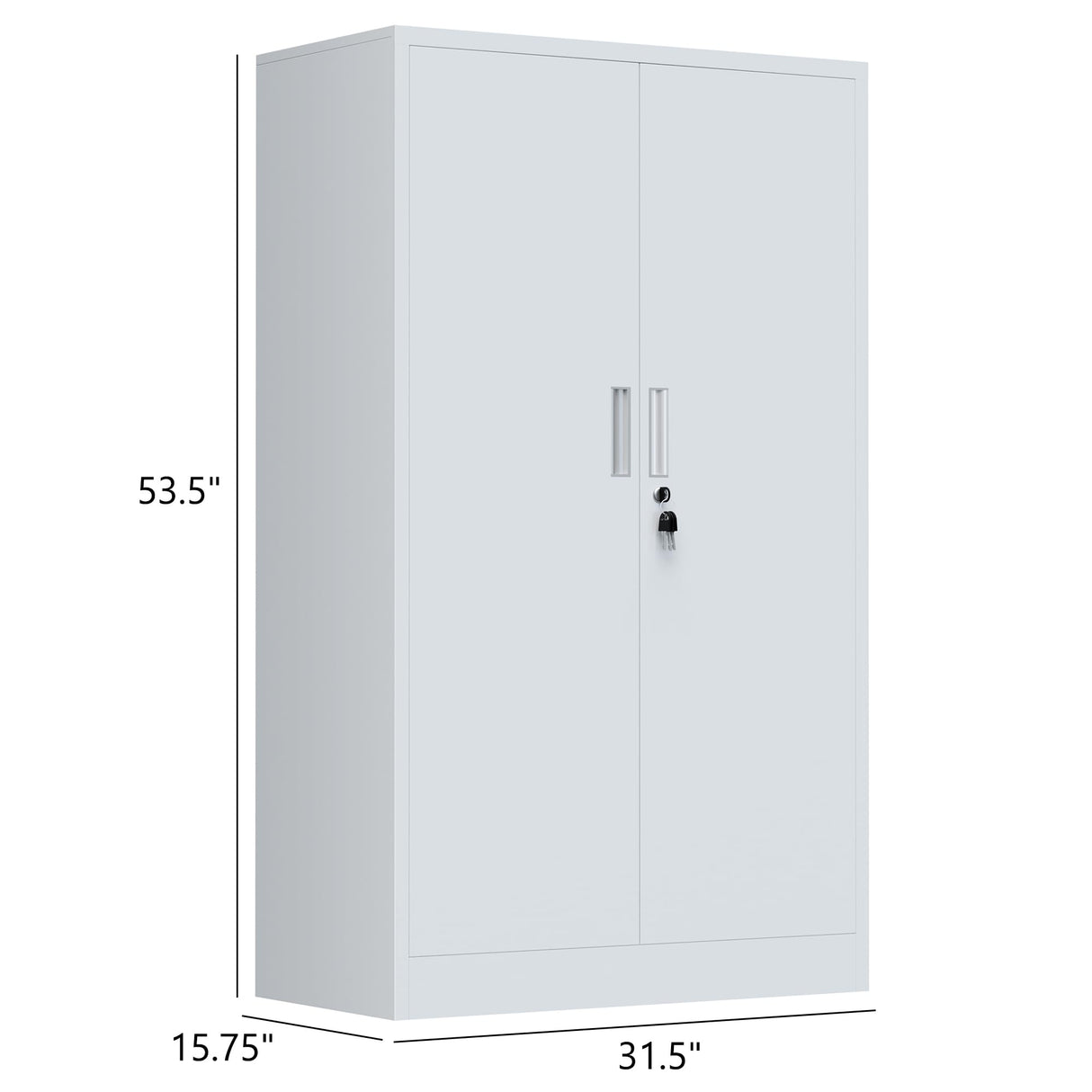 iJINGUR Metal Storage Cabinet with Locking Doors and Adjustable Shelves, 53.5-Inch Tall Lockable Storage Cabinets for Home Office Garage Kitchen Pantry (White) iJINGUR