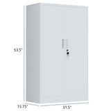 iJINGUR Metal Storage Cabinet with Locking Doors and Adjustable Shelves, 53.5-Inch Tall Lockable Storage Cabinets for Home Office Garage Kitchen Pantry (White) iJINGUR