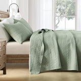 HORIMOTE HOME Quilt Set Twin Size Sage Green, Classic Geometric Spots Stitched Pattern, Pre-Washed Microfiber Chic Rustic Look, Ultra Soft Lightweight Quilted Bedspread for All Season, 2 Pieces HORIMOTE HOME