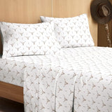 Wake In Cloud - Western Bed Sheets, 4-Piece Sheet Set, Southwestern Rustic Bull Head Aztec Style Pattern Printed Bedding, Deep Pocket, Brown White, Full Size Wake In Cloud