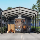 EROMMY 12x25 FT Carport Storage Shed 2-in-1, Heavy Duty Car Port with Galvanized Metal Frame, Base-Reinforced Enclosed Storage Shelter, Extended Coverage for Trucks, Cars & All Vehicles, Gray EROMMY