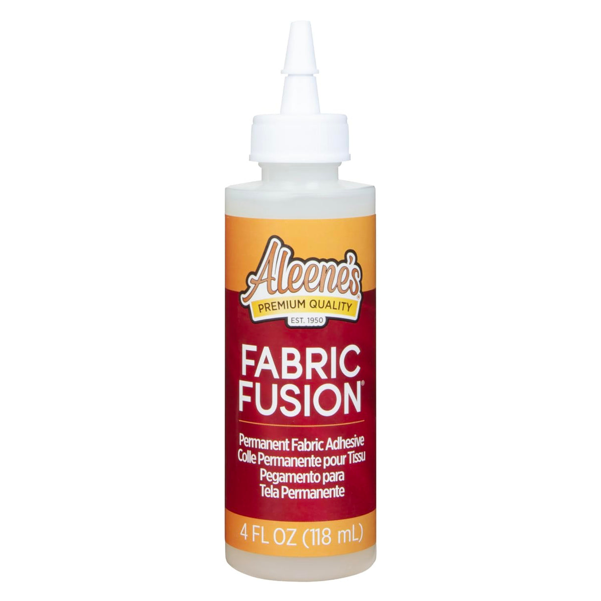 Aleene's Fabric Fusion Permanent Fabric Adhesive 4 fl. oz. Washable Fabric Glue for Clothes, Denim, Leather, Patches, Polyester, Cotton, Fabrics, Dries Flexible Aleene's