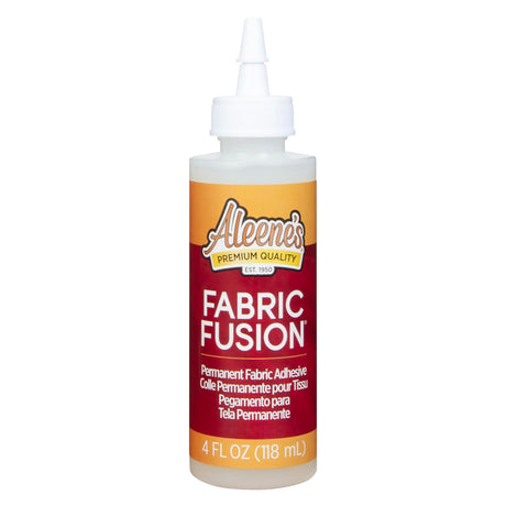 Aleene's Fabric Fusion Permanent Fabric Adhesive 4 fl. oz. Washable Fabric Glue for Clothes, Denim, Leather, Patches, Polyester, Cotton, Fabrics, Dries Flexible Aleene's