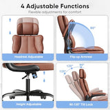 Kensaker Executive Leather Office Chair, Computer Chair with Thick Cushion & Lumbar Support, Ergonomic Desk Chair with Adjustable Headrest & Armrests,Brown Kensaker