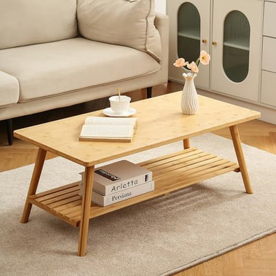 Houseables Folding Floor Table, Bamboo Coffee Table, Floor Desk, 15”H x 39”L x 20”W Living Room Coffee Table, Low Coffee Table, Japanese Floor Table, Low Table for Sitting on The Floor, Light Wood