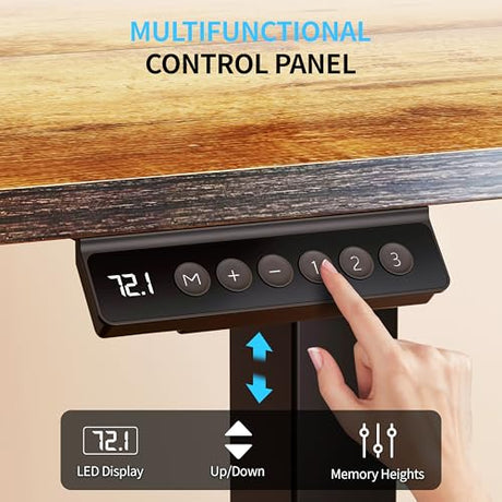 BIZUM Electric Standing Desk, 55" x 24" Height Adjustable Desk, Rustic Brown Sit to Stand Desk Memory Gaming Computer Workstation for Home Office BIZUM