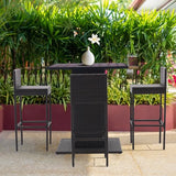 Koruiten 5-Piece Outdoor Wicker Bar Set with Built-in Bottle Opener and Hidden Storage - Brown Koruiten
