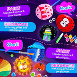 Max Fun Sea Shell & Rock Painting Kit, 2 ON 1 Glow in The Dark DIY Halloween Arts & Crafts Gifts for Kids Ages 4-12, Craft Activities Kits Creative Art Paint Toys for Boys Girls Birthday Party Gifts Max Fun
