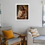 Religious Art Paint by Numbers Kit for Adults - DIY Seated Jesus in Prayer Painting on Canvas 16x20 Inches, Acrylic Paint Set, Suitable for Beginners, Christian Art for Home Decoration/Gifts TAOPAOLAB