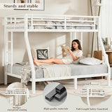 Twin over Full Metal Bunk Beds for Kids Teens Adults, Heavy-duty Metal Bunk Bed Frame with Guardrail, 2 Ladders & Under-bed Storage for Bedroom Guest Room Dorms, Space-saving/Noise-reduce, White Bellemave