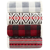 Eddie Bauer - Twin Size Blanket, Ultra-Soft Plush Bed Blanket with Faux Shearling Reverse, Oversized Bedding for Couch or Bed (Mountain Village Red) Eddie Bauer