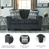 Signature Design by Ashley Abinger Chenille Contemporary Loveseat with 2 Accent Pillows, Dark Gray Signature Design by Ashley