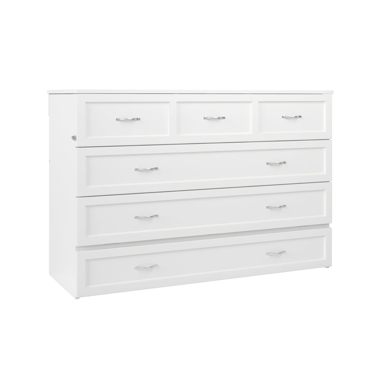 AFI, Northfield Queen Murphy Bed Chest with Mattress, Storage Drawer and Built-in USB Charger, White AFI