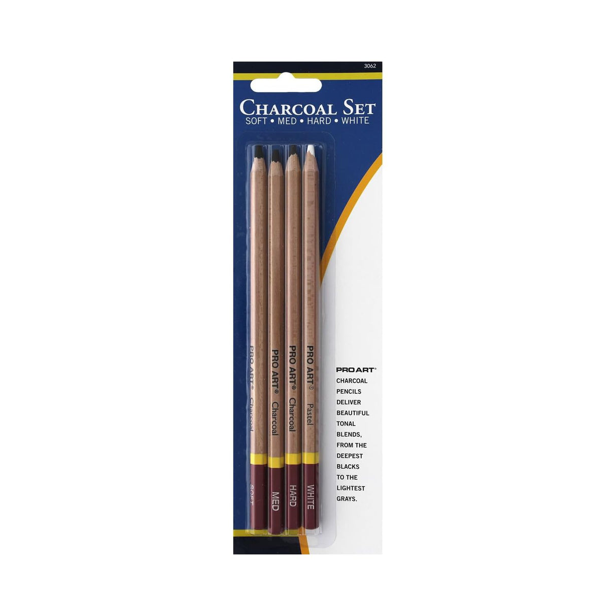 PRO ART Charcoal Pencil Set, 4 Count (Pack of 1) PRO ART
