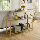 Crosley Furniture Aimee Sofa Console Table with Storage Shelves for Hall, Entryway, or Living Room, Gold and Glass Crosley Furniture