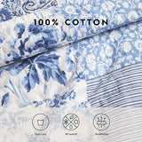 Laura Ashley - Twin Quilt Set, Reversible Cotton Bedding with Matching Sham, Medium-Weight for Year Round Use, Dorm Essentials (Paisley Printed Patchwork Blue) Laura Ashley