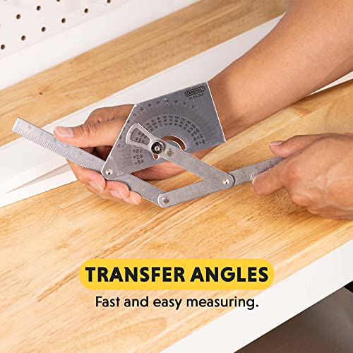 General Tools Protractor and Angle Finder #39, Stainless Steel, Outside, Inside, Sloped Angles, 0° to 180° - WoodArtSupply