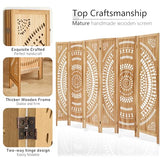 Asnefeli Wooden Room Divider Wall, 6 Panel Divider Screens, Folding Privacy Screen, 5.6 FT Wall Divider Room, Carved Room Divider Panel, Portable Wall Divider for Home Bedroom Office (Natural) Asnefeli