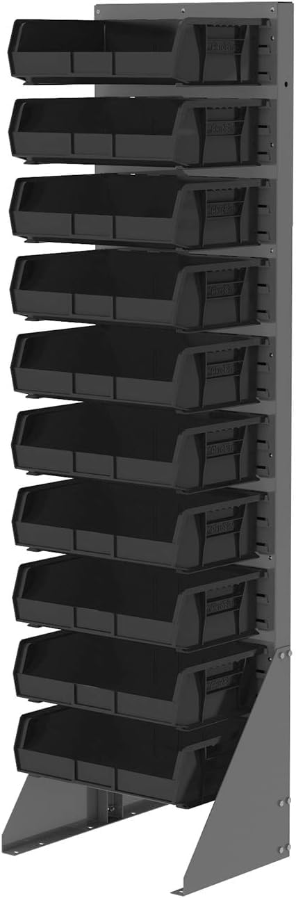 Akro-Mils 30255 AkroBins Plastic Storage Bins, Space-Saving Stackable Bins for Garage, Pantry, Craft Organization, 11-" x 16-" x 5-", Black, 6-Pack Akro-Mils