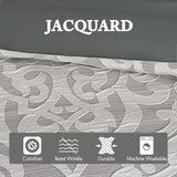 Madison Park Odette Cozy Comforter Set Jacquard Damask Medallion Design - Modern All Season, Down Alternative Bedding, Shams, Decorative Pillows, Queen(90 in x 90 in), Silver 8 Piece Madison Park