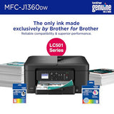 Brother Work Smart 1360 Wireless Color Inkjet All-in-One Printer with Automatic Duplex Printing and 1.8” Color Display | Includes Refresh Subscription Trial(1) (MFC-J1360DW) (Uses LC501 Series Inks)