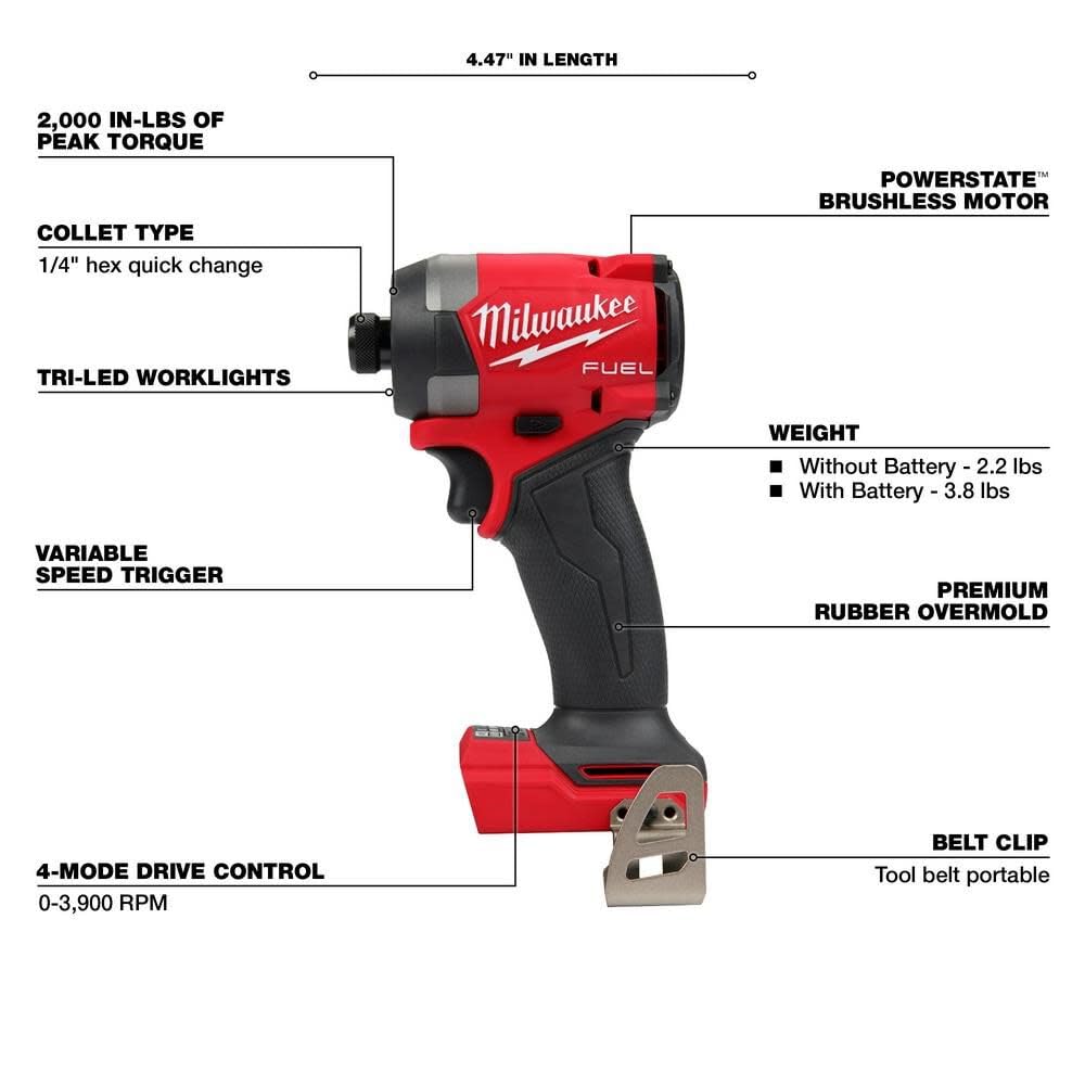 Milwaukee M18 FUEL 18V Lithium-Ion Brushless Cordless Combo Kit with Two 5.0 Ah Batteries, 1 Charger, 2 Tool Bags (7-Tool) - WoodArtSupply