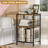 X-cosrack Side Table, Small End Table Record Player Stand with Storage, Vinyl Record Storage Night Stand for Living Room, Bedroom,Office(Patent Pending)(Rustic Brown & Black) X-cosrack