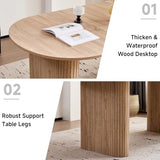 Valivestia Oval Dining Table, 70.8" Modern Wood Kitchen Table for 4-6 People with Sturdy Legs, for Dining Room Kitchen, Natural Color Valivestia