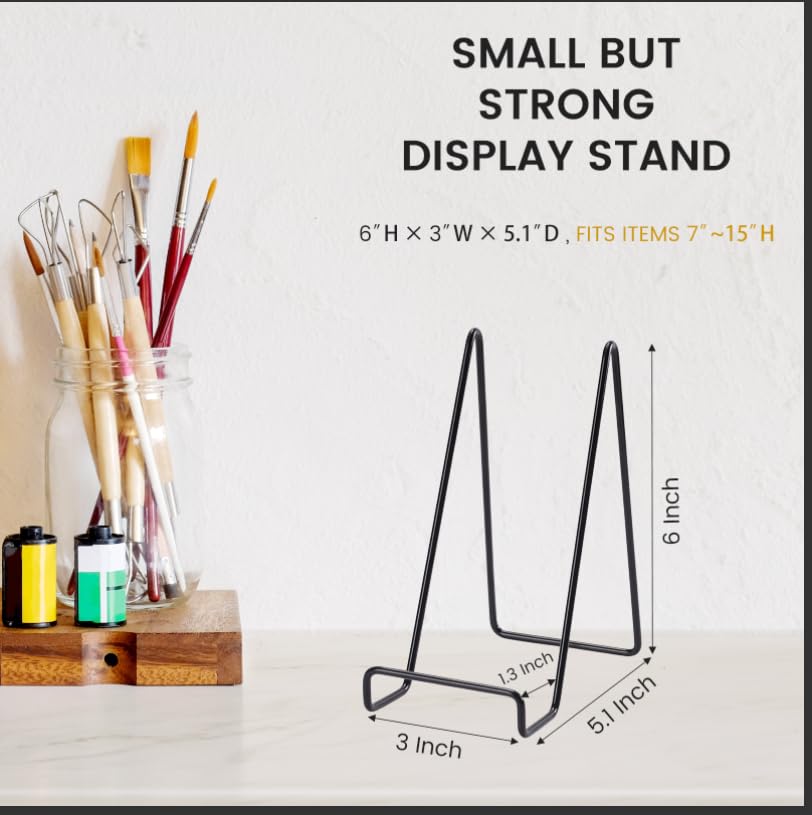 Tongyuyan 6 Pack 6 Inch Plate Stands for Display,Book Display Stand,Metal Plate Holder Display Stands,Small Easels for Display,Suitable for Books, Desktop Art, Images,Photos,and Collages Tongyuyan