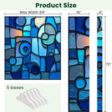 4 Panels Folding Screen Room Divider Abstract Stained Glass Mosaic Blue Spirals Canvas Screen Room Separator Freestanding Protective Decorative Divider Privacy Partition VETEB