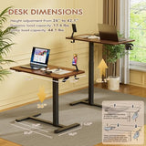 Furmax Mobile Standing Desk with Wheels, Pneumatic Adjustable Rolling Computer Desk Laptop Table for Bed, Couch (Mahogany, Large) Furmax