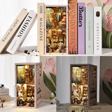 fifijoy Book Nook Kit, LED 3D Wooden Puzzle with Dust Cover, 460 Wooden Pieces, DIY Bookshelf Insert Decor Gifts for Book Lovers (Sewing Room)