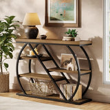 Tribesigns 41.3" Console Table, 5-Tier Industrial Entryway Table with Storage Shelves and Arched Metal Frame, Wood Rustic Hallway Table for Living Room, Foyer, Brown&Black Tribesigns