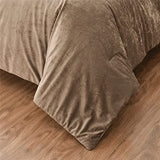 Fredsure Distressed Velvet Comforter Set, 5 Pieces Khaki King, Distressed Velvet Face and Brushed Microfiber Reverse Fredsure