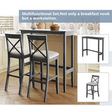 LUMISOL 3 Piece Pub Table and Chair Set, Small Wood Counter Height Table Set, 3 Piece High Top Dining Table Set for Breakfast Nook, Gray LUMISOL