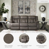 Signature Design by Ashley First Base Contemporary Faux Leather Manual Reclining Sofa, Gray Signature Design by Ashley