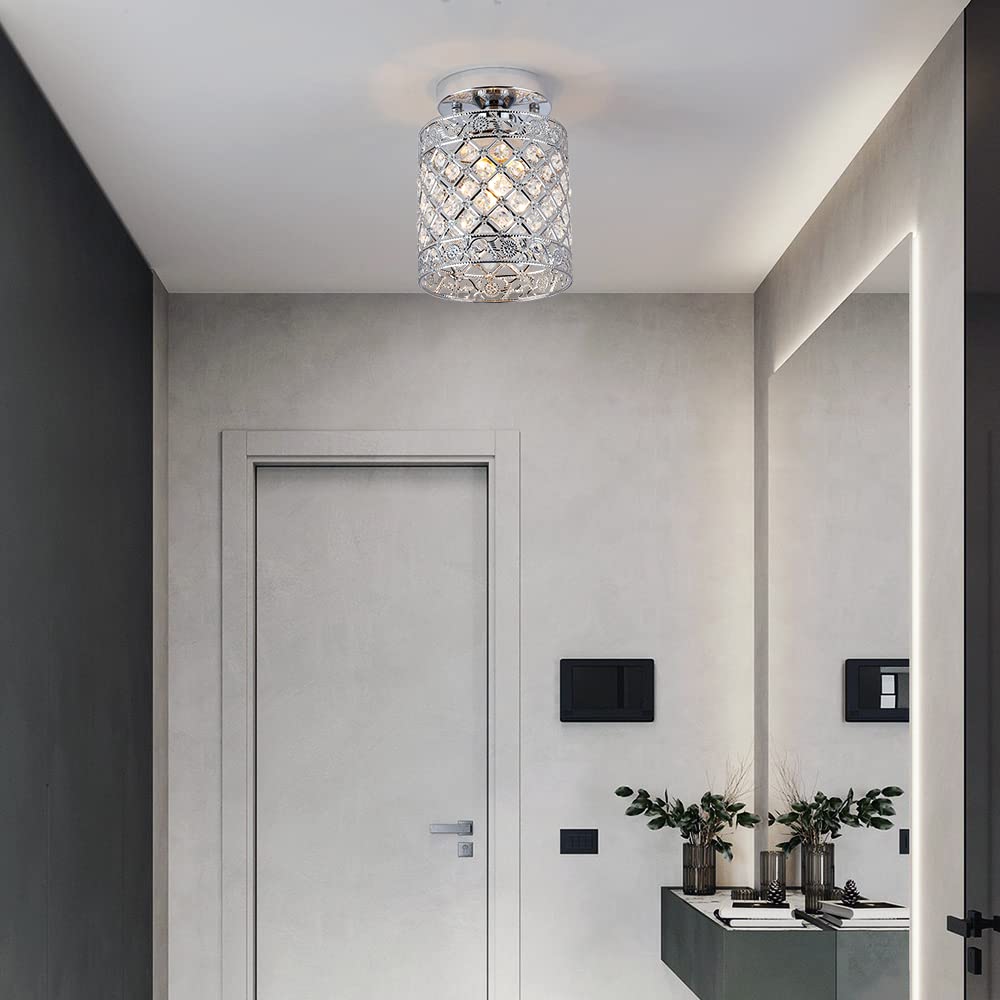 Create For Life® Mini Style Modern Decor Crystal Flush Mount Ceiling Light Fixture Crystal Chandeliers Light Ceiling Lamp for Hallway, Bar, Kitchen, Dining Room, Kids Room (6 inch Shade Dia) Create For Life