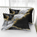 Nttopship Marble Comforter Set Full Size Black Gold Gray Marble Bedding Set Soft Microfiber Minimalist Wind Marble Comforter Sets 3 Pieces with 2 Pillowcases Nttopship
