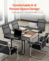 VEVOR Conference Table, 6 ft Oval Office Meeting Table for 6-8 Person, Modern Seminar Desk with Metal Legs, Large Meeting Desk for Office, Boardroom, Conference Room, Easy Assembly, Black & Brown VEVOR