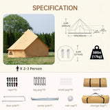 WaldZimmer Canvas Bell Tent 10ft Ginger with Stove Jack and Zipped Removable Floor, Luxury Outdoor Glamping Yurt Cotton Tent for Family Truck Car Camping Hunting Party WaldZimmer