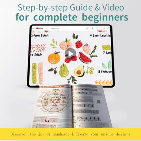 Meyocky Embroidery Kit for Beginners, 4 Pack Starter Embroidery Kits for Adults Learn 31 Stitches with Simple Patterns, Step-by-Step Video Stitch Practice Sampler Kit,Gift for Women Craft Lovers Meyocky