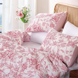 JANZAA Full Size Comforter Set Pink Comforter Floral Peony Pattern Bedding Sets 3 Pieces Flowers Soft Lightweight Warm Breathable 1 Bed Comforter (79"x90") with 2 Pillow Shams(20"x26") JANZAA