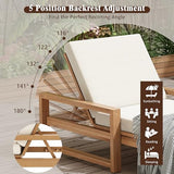 THINK 30 Lounge Chair Outdoor, Acacia Wood Oversized Chaise Lounge Chair with 5 Positions, Patio Lounge Chair with Thick Cushions, Weather-Resistant for Pool, Deck, Poolside,Light Teak THINK 30