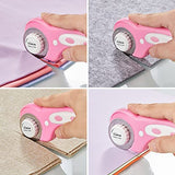 45mm Rotary Cutter with 5pcs Extra Blades, Ergonomic Handle Rolling Cutter with Safety Lock for Fabric, Leather, Crafting, Sewing, Quilting, Fabric Rotary Cutter Perfect for Left & Right Hand(Pink) Headley Tools