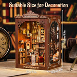 KERNOWO Book Nook Kit, DIY 3D Wooden Puzzles for Adults, Teens and Beginners, Miniature Tiny House Kit for Bookshelf Decor, Bookish Gift for Family, Friends, Book Lovers (Library)