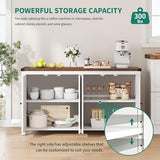 YITAHOME Farmhouse Sideboard Buffet Cabinet with Storage with 4 Doors, 55'' Large Kitchen Storage Cabinet, Wood Coffee Bar Cabinet with Adjustable Shelf for Kitchen, Living Room, White YITAHOME